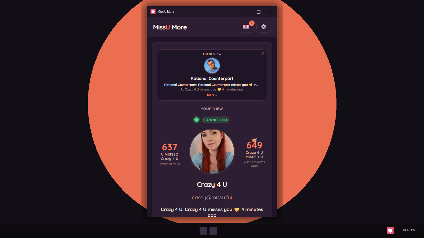 Miss U More desktop app on Windows
